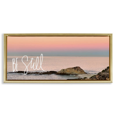 "Be Still Peaceful Beach", art mural sur toile flottant gris par Kathy Mansfield