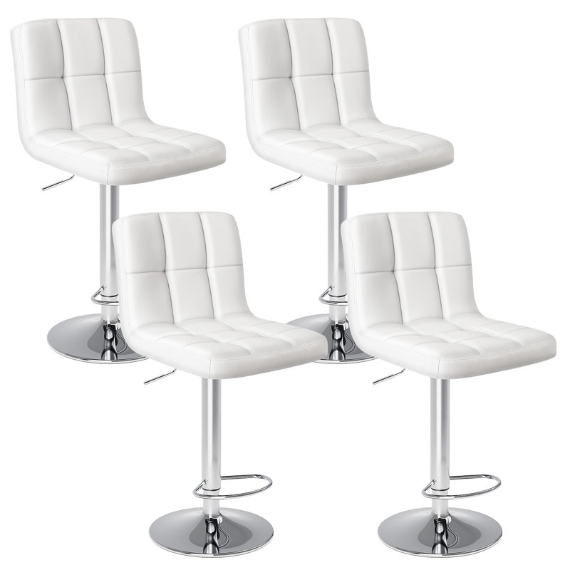 Tabouret de bar pivotant à hauteur réglable Charies, Blanc, 4, Aluminum