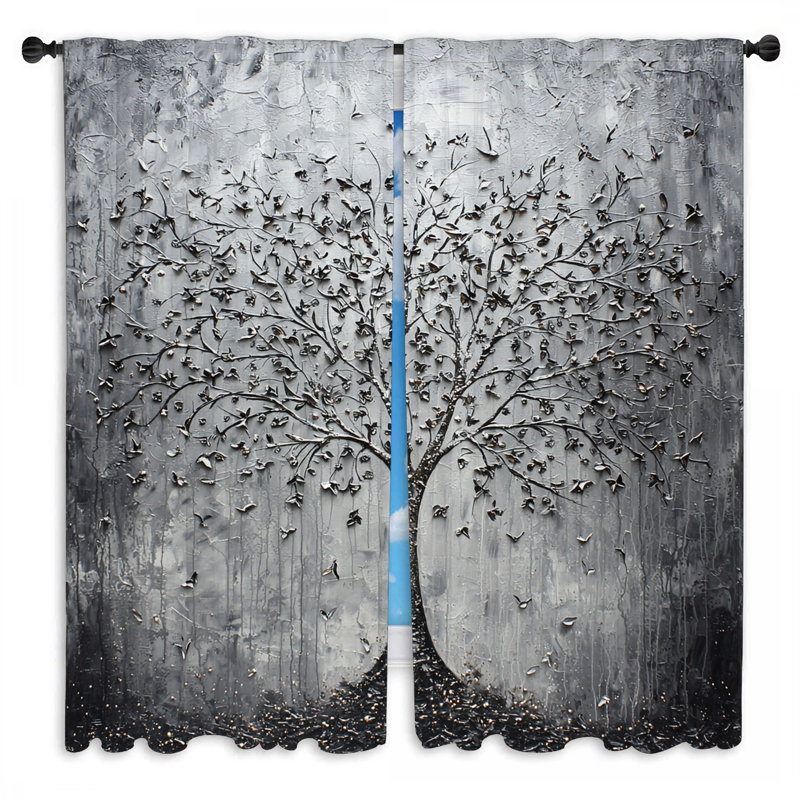 Rideaux de fenêtre arbre de vie avec rideaux éclectiques - 2 panneaux, L 40 po x L 52 po