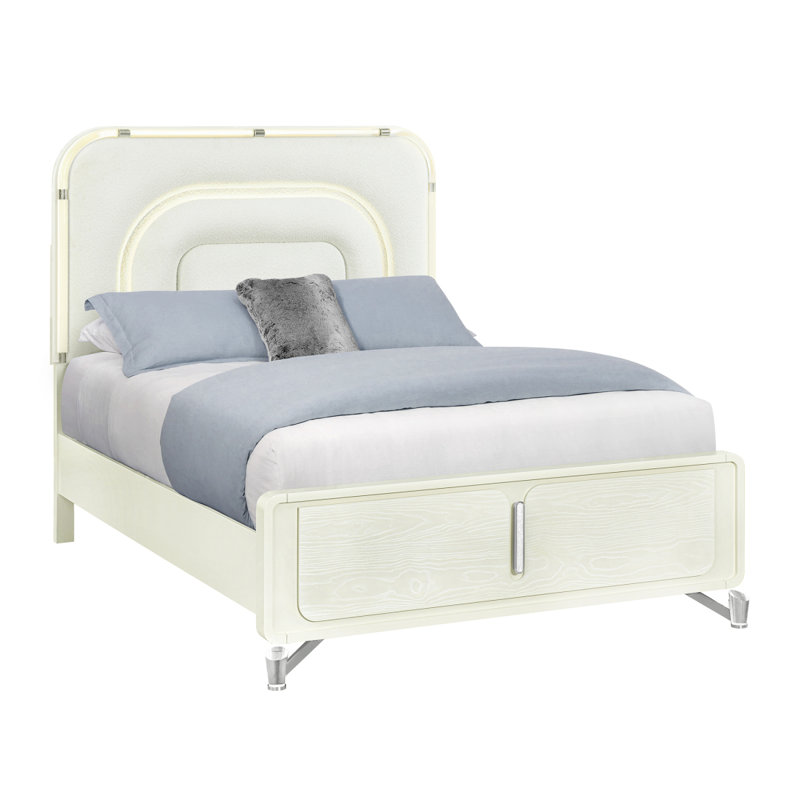 Grand lit Nora Beige avec DEL, Grand lit