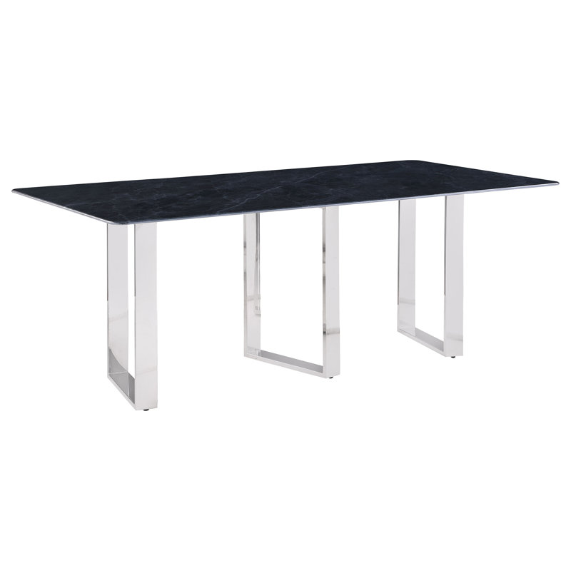 Style sophistiqué - Table de salle à manger rectangulaire en fritté gris 79 pouces Henrich