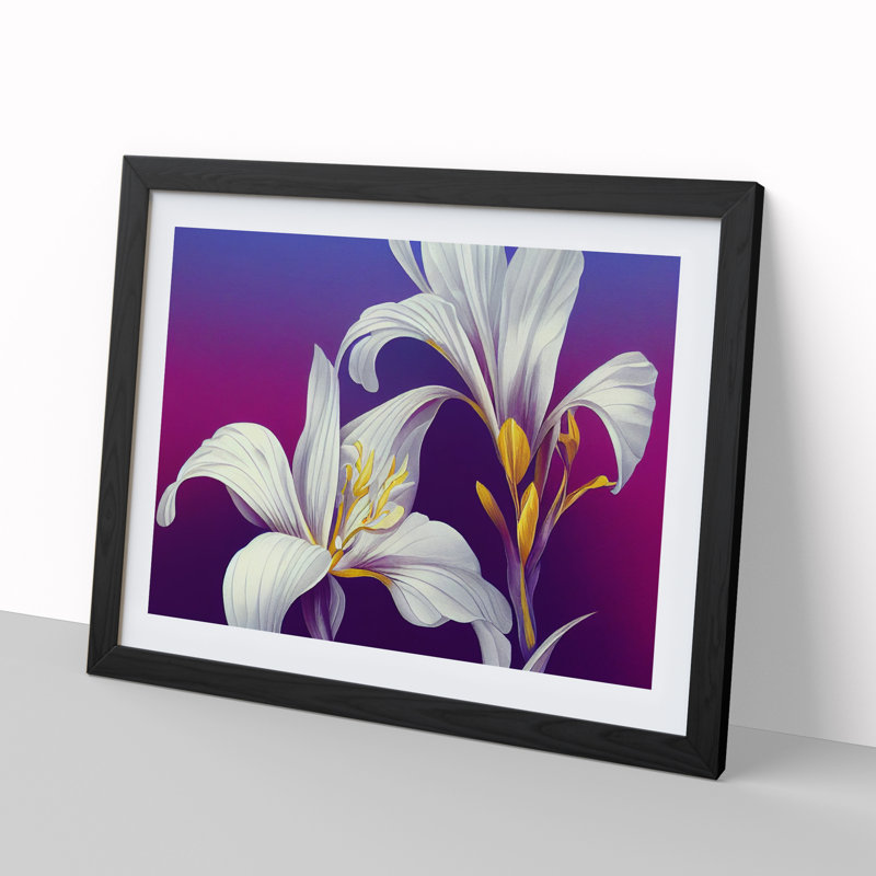 Glowing Iris Flowers - Single Picture Frame Print, 34cmH x 46cmW