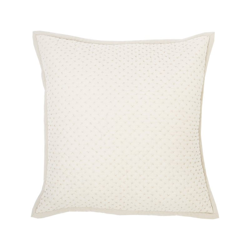 Paredes White/Tan 100% Cotton Piece Sham, Euro, Alabaster