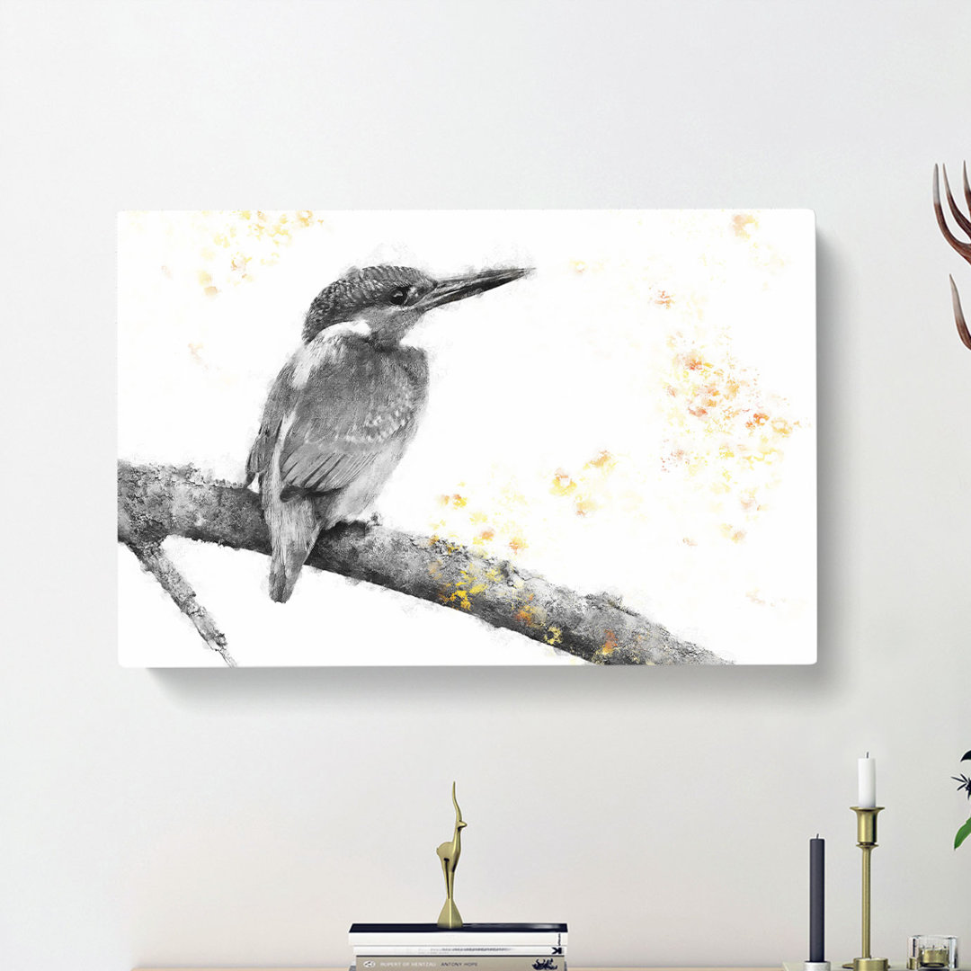 Kingfisher Bird On A Branch - Wrapped Canvas