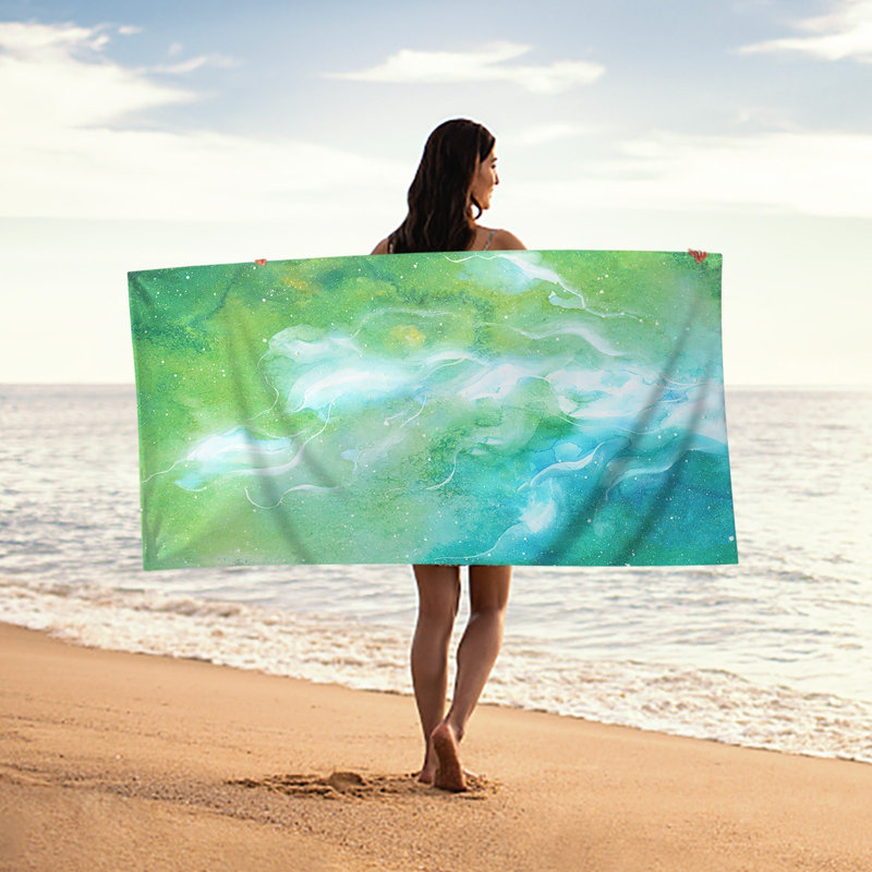 Serviette de plage en microfibre, serviette de bain ultra colorée, couverture de plage, serviette multi-usages pour les voyages et la piscine, 76 x 152 cm