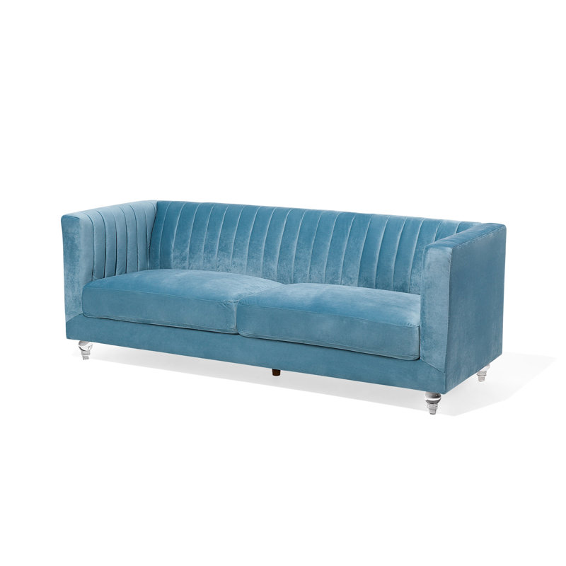 Rye Velvet Sofa, Light Blue
