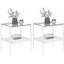 Ensemble de 3 tables basses et tables de bout, table en verre trempé avec panneau de fibres à densité moyenne, tables modernes pour le salon, verre transparent