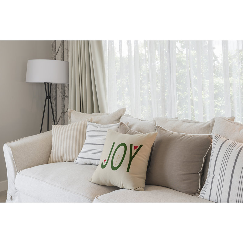 Reversible Throw Pillow, 18" H x 18" W, Ivory/Green