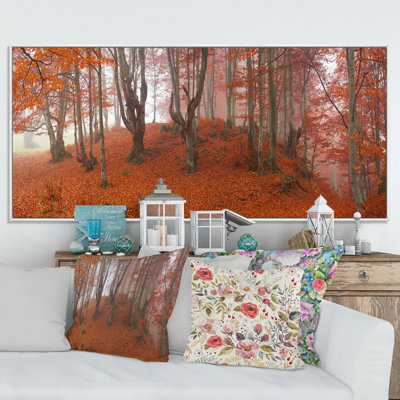 Gloomy Orange Golden Autumn Forest - photographie sur toile