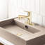 Robinet de lavabo de salle de bain en or brossé - escamotable, 3 réglages de jet, bonde escamotable et bouchon de pont contemporain-121676076