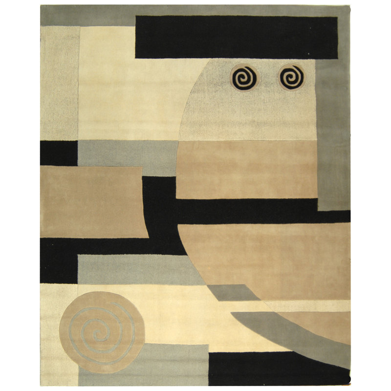 Bertile Hand Tufted Wool Ikat Rug, Rectangle 7'6" x 9'6"