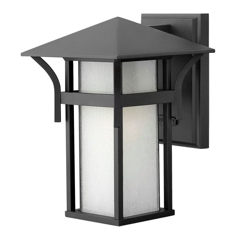 Harbor Outdoor Wall Lantern, Satin Black, 10.5" H x 7" W, Non-Energy Saving/Non-Dark Sky