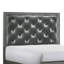 Grand lit Kay, capitonnage en faux diamant, revêtement gris, bordure argentée, bois-93513250
