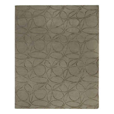 Clover Geometric Hand-Knotted Wool/Silk Beige/Neutral Area Rug
