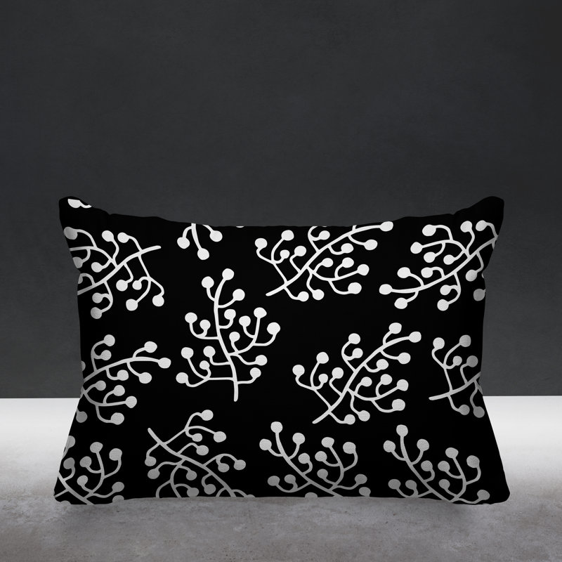 Bia Outdoor Reversible Throw Pillow, Black, 14" x 20", Rectangular