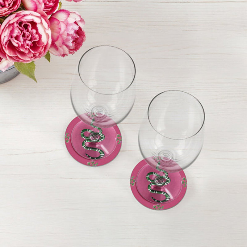 Sous-verres ronds en cuir Thistle and Snake, Rose