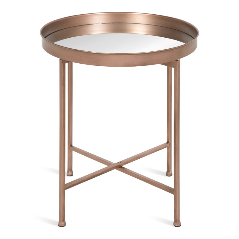Ekta Iron Tray Top End Table, Silver, Silver, 22" H x 18.25" W