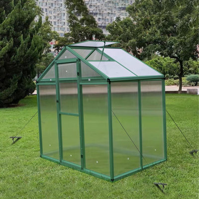 Serre en polycarbonate de 6 pi x 4 pi - construction en aluminium coupe-vent résistante aux intempéries et aux intempéries avec système de drainage pratique