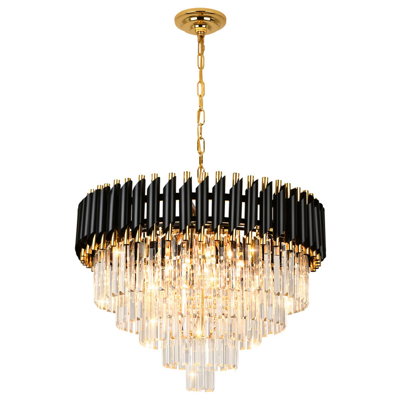 Anjelyn Chandelier, 8, 40cm H x 60cm W x 60cm D, Black/Gold