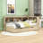 Twin Wooden Daybed with Built-in Storage Compartment, Twin Trundle and Charging Station-1454245550