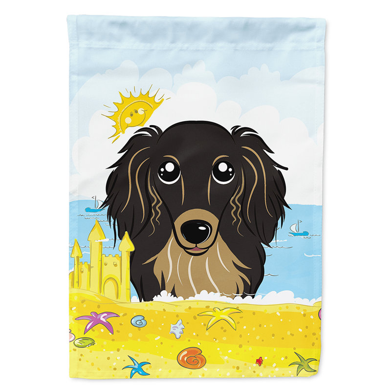 Drapeau de maison 40 po x 28 po Batchelder, Teckel à poils longs noir