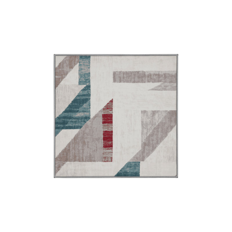Machine Washable Gray Area Rug, Square 4'