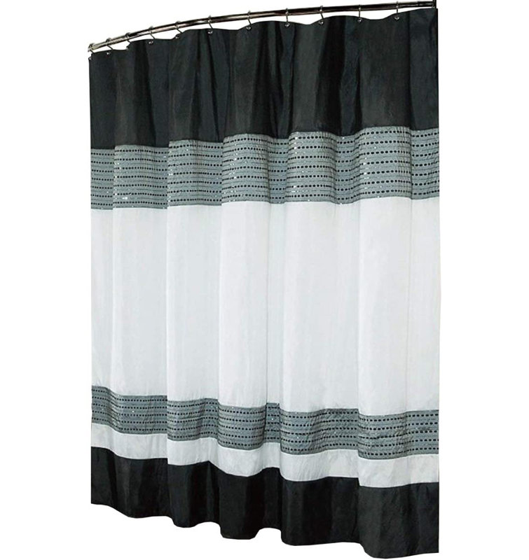 Rideau de douche simple Schodack + crochets