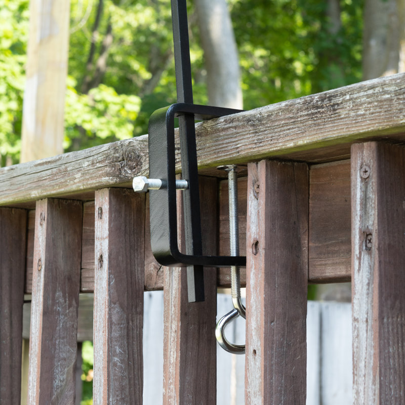 Adjustable Black Metal Deck Rail Shepherd's Hook