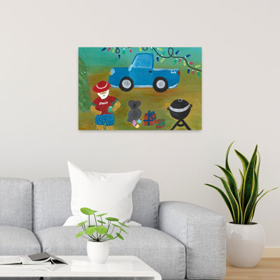 Summer Christmas Santa Bbq Abstract Contemporary Christmas Tree Bear Koala Summer Landscape Wall Art Print by Janine Brewster - Wrapped Canvas Print