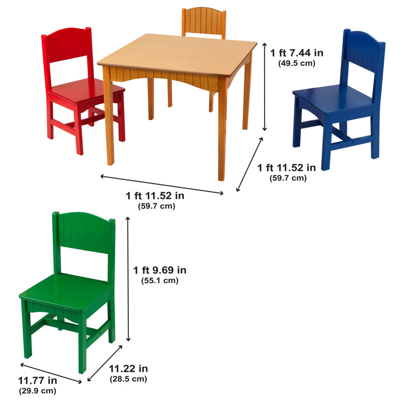 Ensemble de table d'écriture et de chaises pour enfants 5 pièces Nantucket, Primaire
