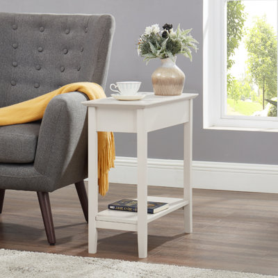Ilithia Nightstand with Flip Top Storage & Open Shelf, Slim Bedside Table for Small Spaces, Modern Narrow End Table for Bedroom or Living Room, Space-Saving Sofa Side Table Organizer