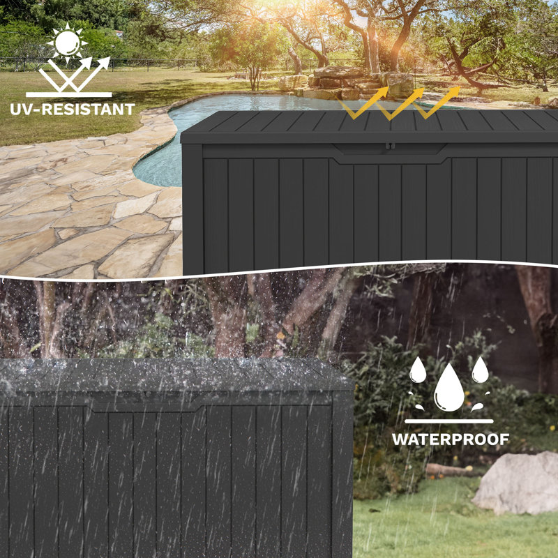 Balconera 143cm W 870L Lockable Deck Box, Black