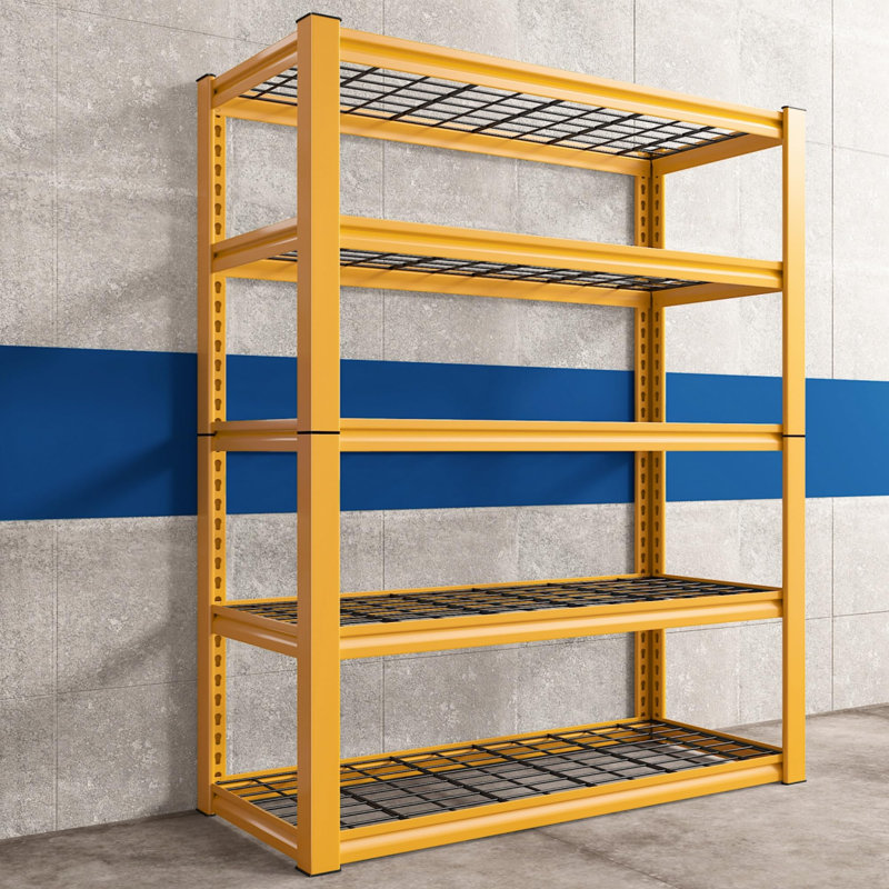 Lyndora Metal Height -Adjustable Shelving Unit, Orange