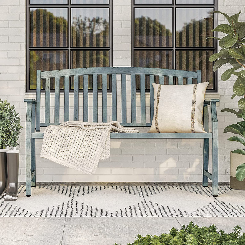 Banc d'extérieur en aluminium et acier Trendarius, Bleu délavé