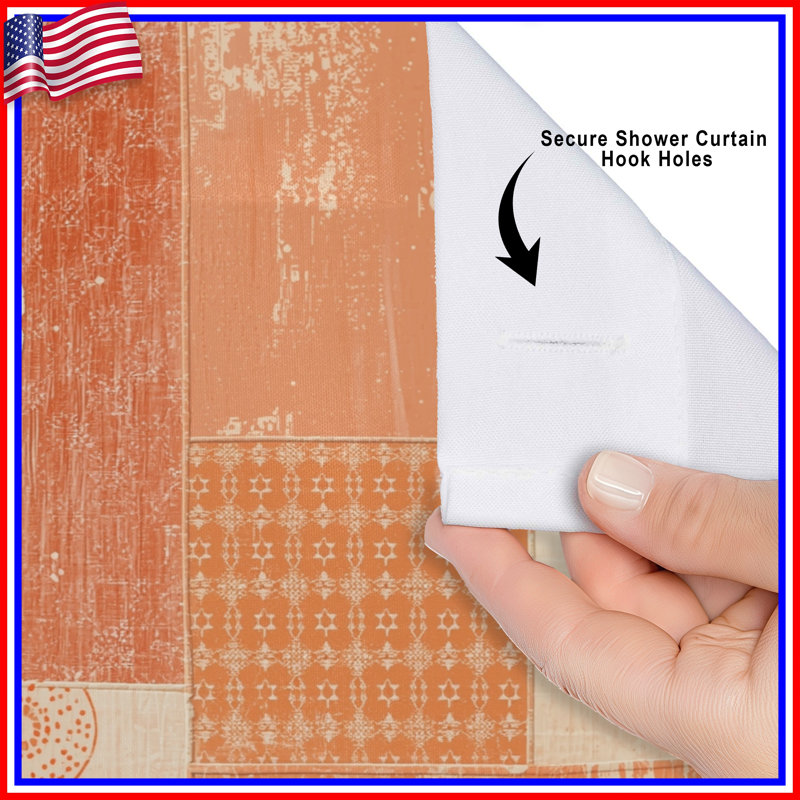 Rideaux de douche orange et beige, L 70 po x H 84 po
