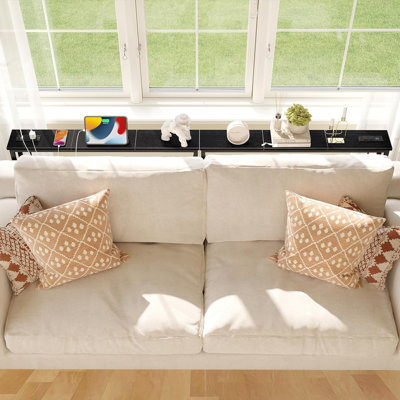Narrow Console Sofa Table With Built-In Power Outlets And USB Ports, Behind Couch Table With Charge Station And Extension Cord For Living Room