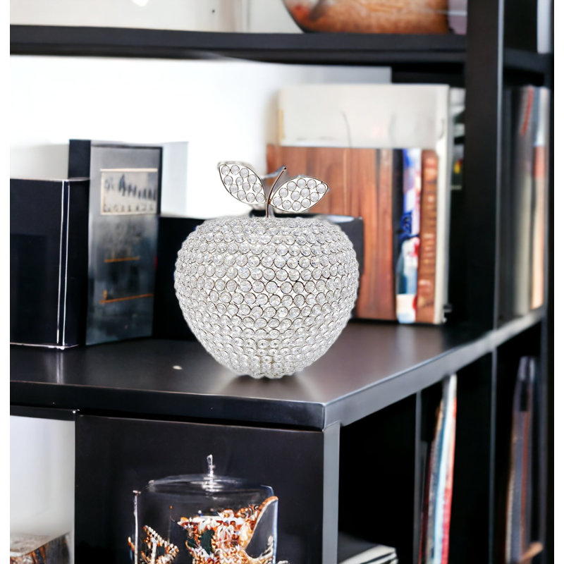 Cutright 14" Silver Faux Crystal Apple Sculpture
