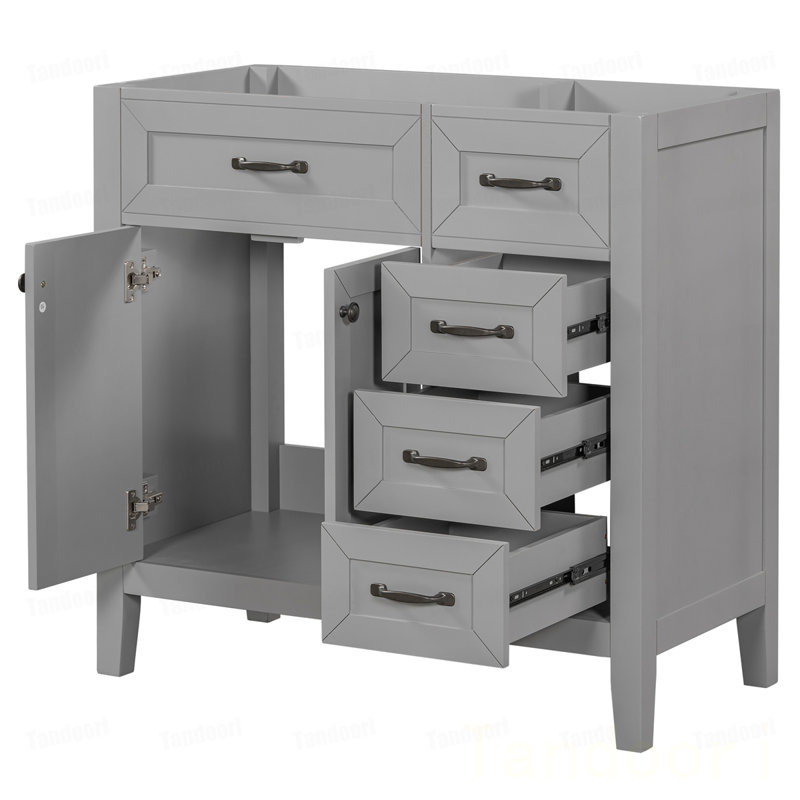 Meuble-lavabo de salle de bain sans lavabo, base d'armoire seulement, armoire de salle de bain avec tiroirs, structure solide et panneau de fibres à densité moyenne