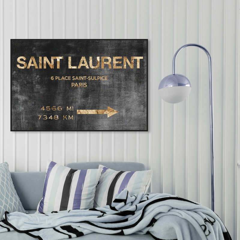 Panneau de signalisation de Saint Sulpice - art textuel sur toile, Cadre noir, H 24 po x l 36 po
