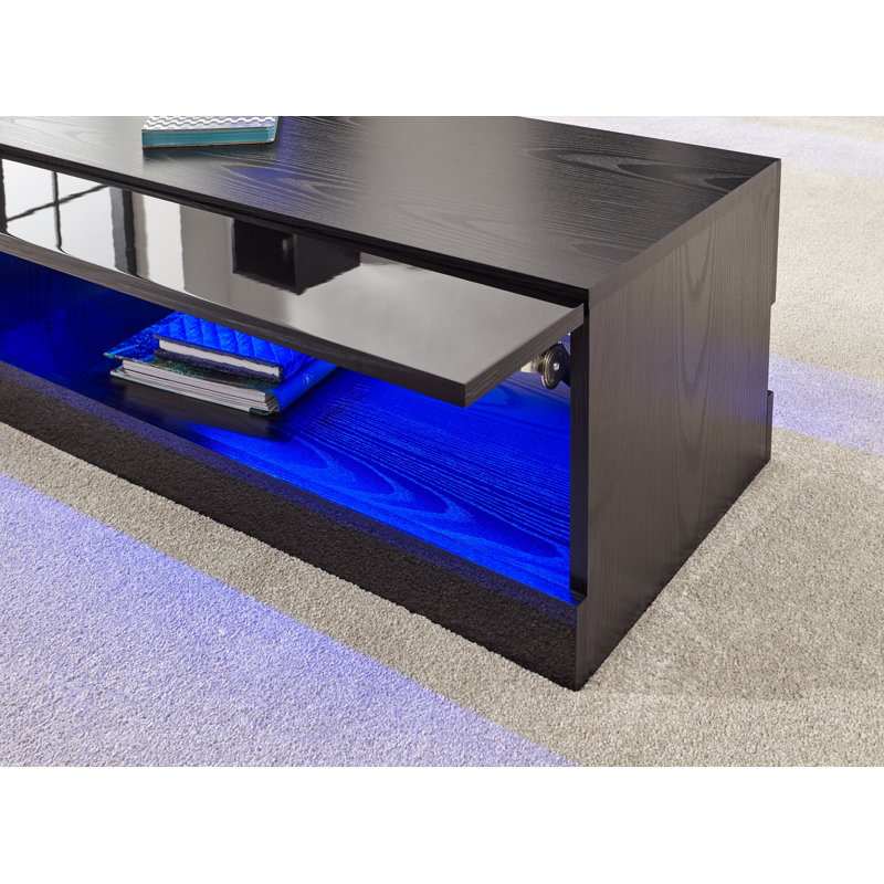 Allmon Floor Shelf Coffee Table with Storage, Black