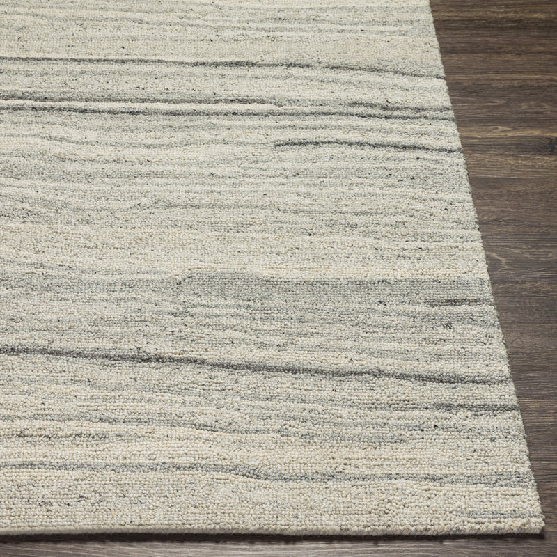 Abstract Handmade Tufted Wool Gray/Beige Area Rug, Rectangle 8'10" x 12'