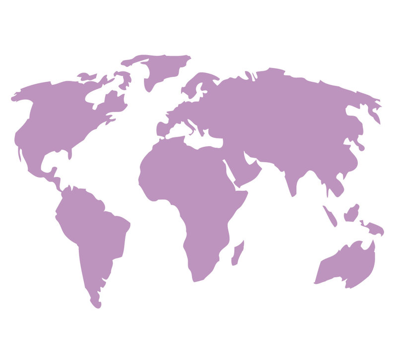 Décalcomanie murale carte du monde, H 22 po x l 32 po x P 0,01 po, Lilas
