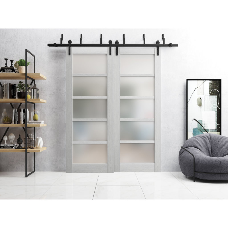 Portes à panneaux coulissantes à panneaux Quadro, 36 po x 80 po, Chêne gris clair