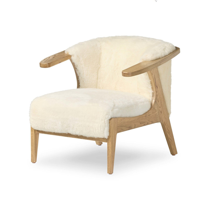 Fabian Chair-Cream Shearling, Aged Smoked Oak, Cream Shearling