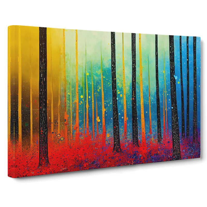 Summer Forest Paint Splatter Vol.2 Abstract - Wrapped Canvas, 40cm H x 60cm W x 3cm D