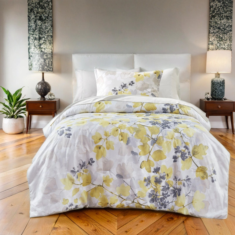 Yellow Comforter & Sheet Set, 10-Piece Bedding, Queen Bedspread + Pillowcases