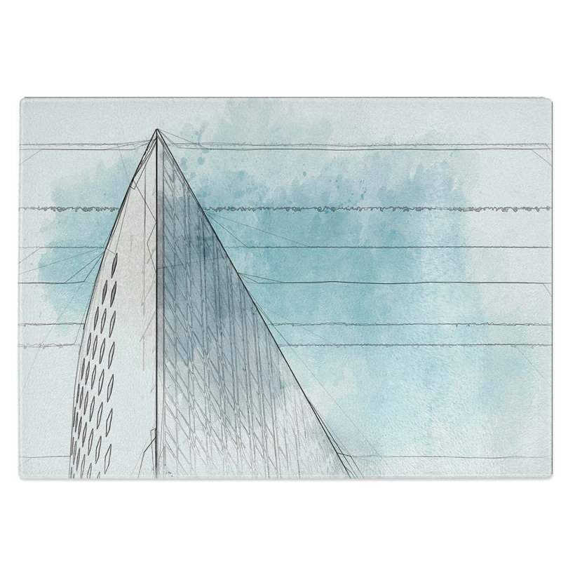Tempered Glass Architecture Sketch Vol.24 Chopping Board, 28.5 cm W x 20 cm L