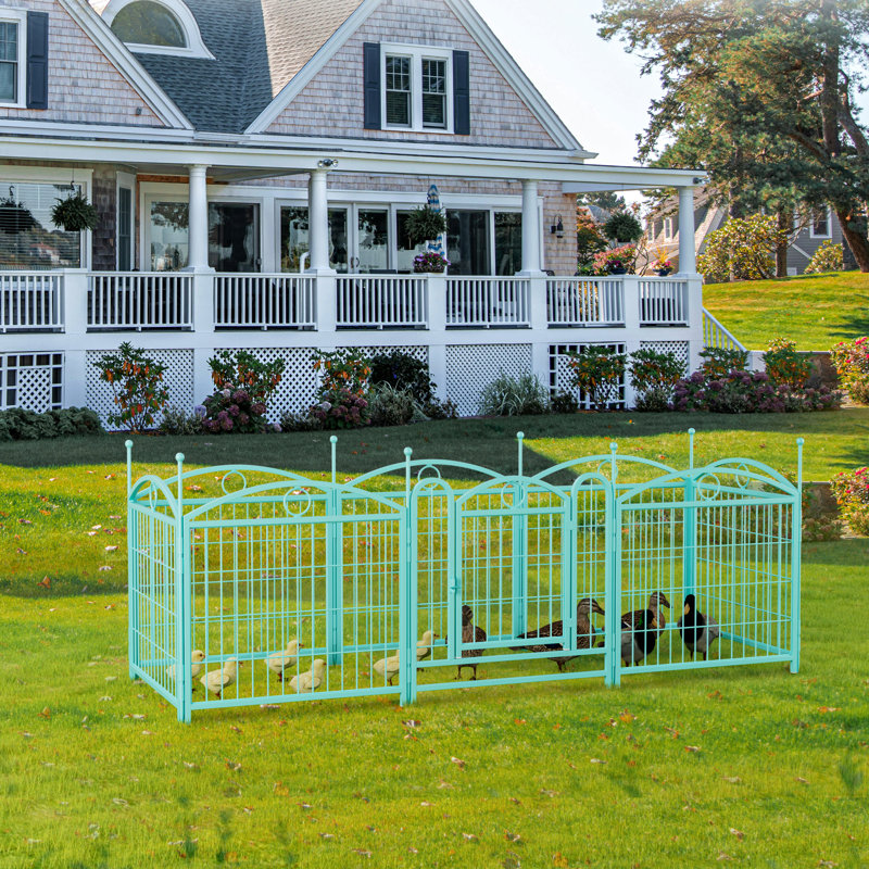 Parc pour chien avec 8 panneaux et enclos en métal pour animal de compagnie, H 24,2 po x l 48,4 po x P 48,4 po, Bleu