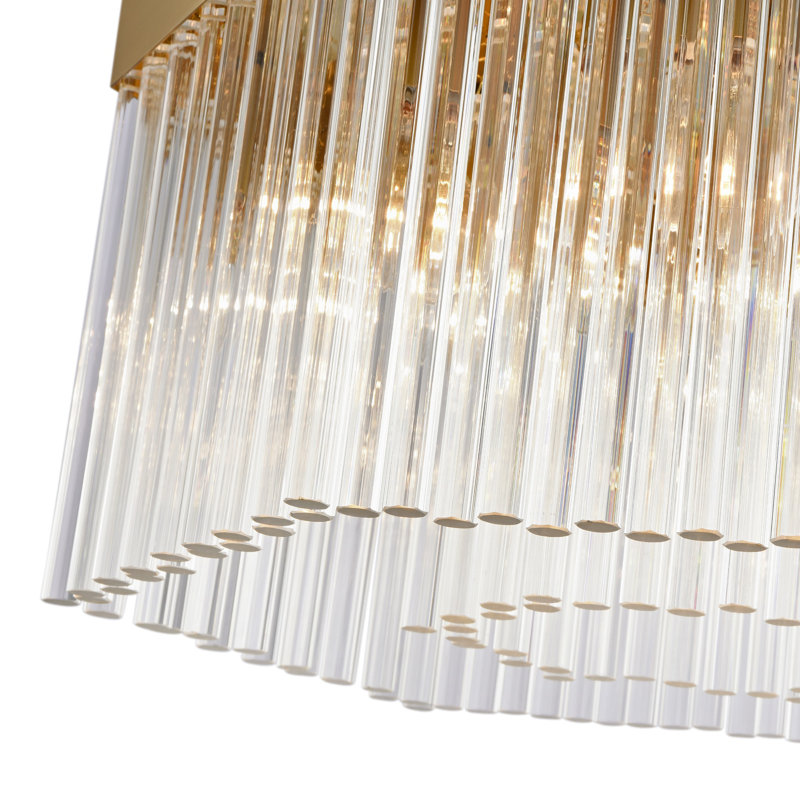 Kitt - Lustre 7 lumières - Laiton brossé avec abat-jour en verre transparent
