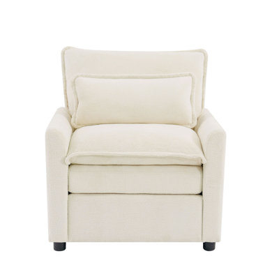 Modern Single Seat Sofa,Accent Chair Soft Plush Upholstered Armchair with Double-Layer Cushion and Side Storage Pockets for Living Room, Bedroom, Apartment and Small Space